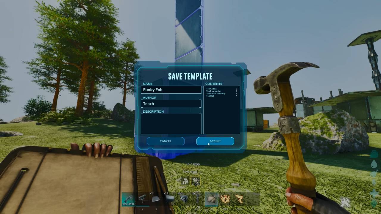 ARK Survival Ascended, PC, Gameplay, How To Use Template Hammer & Build Mode, Screenshot, NoobFeed